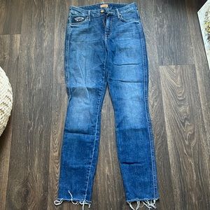 Mother High Waist Double Looker Ankle Fray